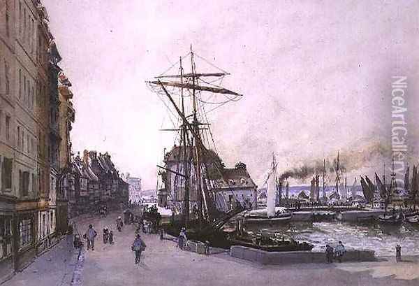 The Quay at Honfleur Oil Painting - Emile Antoine Francois Herson