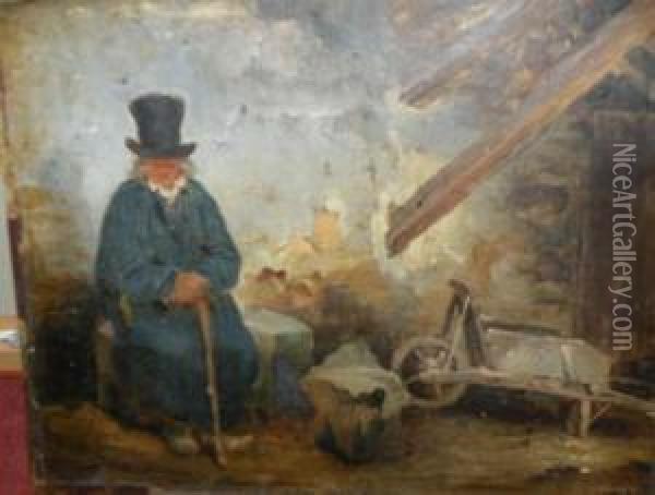 Paysan Dans Une Grange Oil Painting - Nicolas Toussaint Charlet