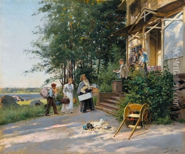 Arrival At The Dacha Oil Painting - Vladimir Egorovich Makovsky