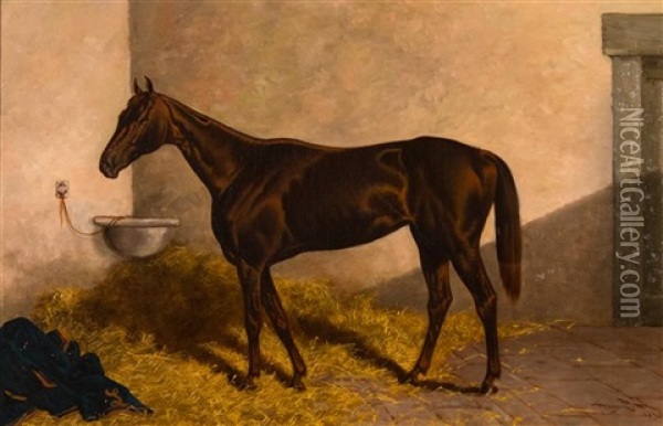 Equestrian Portrait Of Delaware Oil Painting - Henry Stull