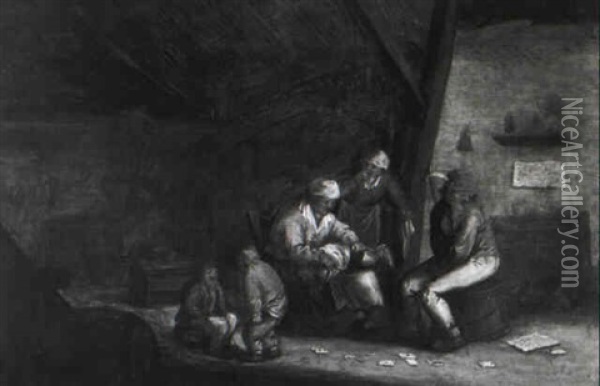 Bauernfamilie In Einer Scheune Oil Painting - Bartholomeus Molenaer