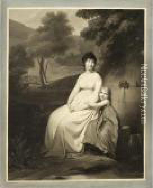 Portrait Presume De Madame Tallien Et De Sa Fille Dans Unparc Oil Painting - Louis Leopold Boilly