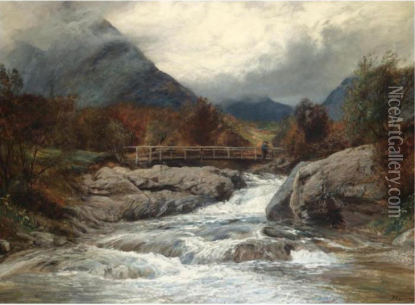 Glen Affaric, 'th'incesant Roar Of Headlong Tumbling Floods' Robert Burns Oil Painting - John MacWhirter