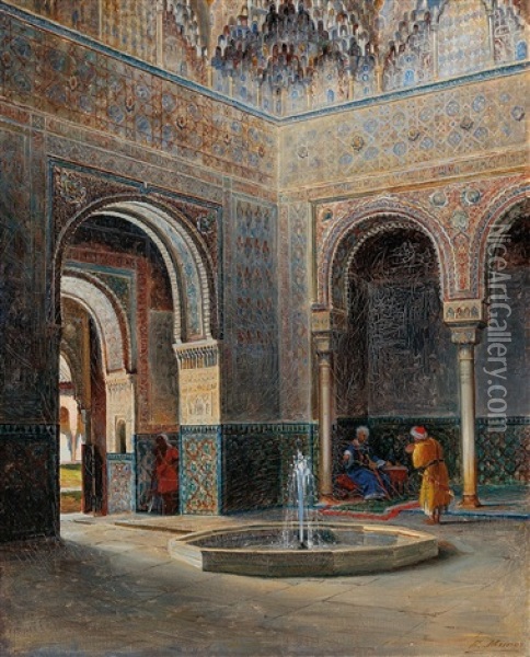 Alhambra Motif Oil Painting - Francisco Muros Ubeda
