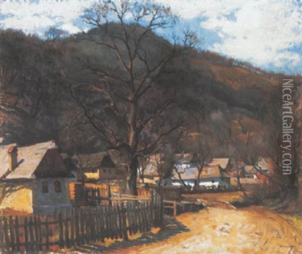 Koratavasz Felsobanyan (early Spring In Felsobanya) Oil Painting - Janos Krizsan