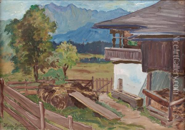 Landschaft Mit Bauernhof Oil Painting - Hans Gotzinger