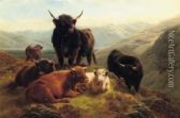 Highland Cattle Oil Painting - William Watson