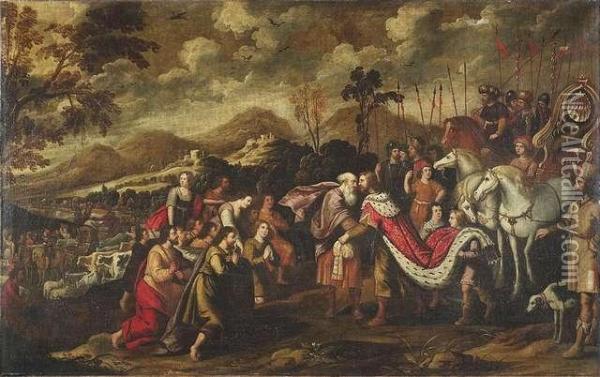 The Meeting Of Jacob And Esau Oil Painting - Ulrich Franck