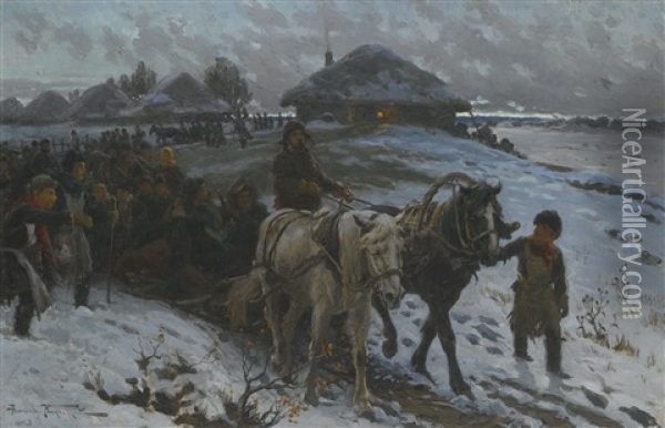 Leaving For The Hunt Oil Painting - Alexandr Vladimirovich Makovsky