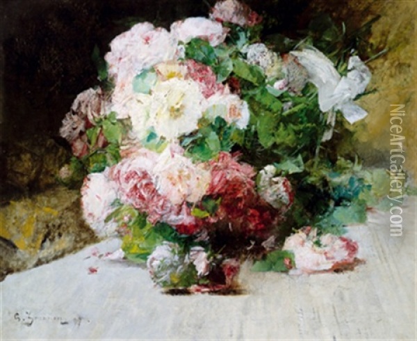 Rosen Oil Painting - Georges Jeannin