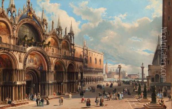 St. Mark's And The Doge's Palace, Venice Oil Painting - Carlo Grubacs