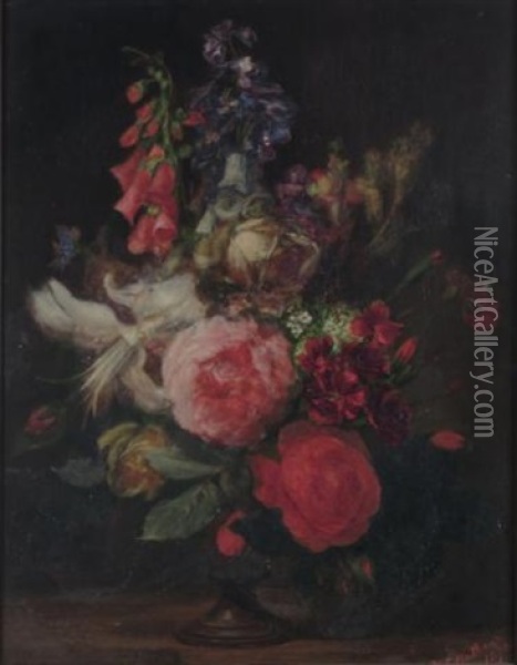 Vase Of Flowers Oil Painting - William Thomas Mathews