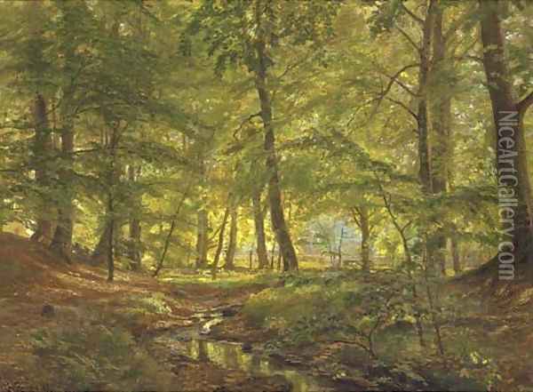 The sunlit glade Oil Painting - Christian Zacho