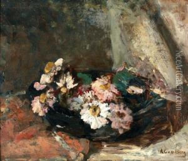 Bloemen In Zwarte Schaal Oil Painting - Ans Van Den Berg