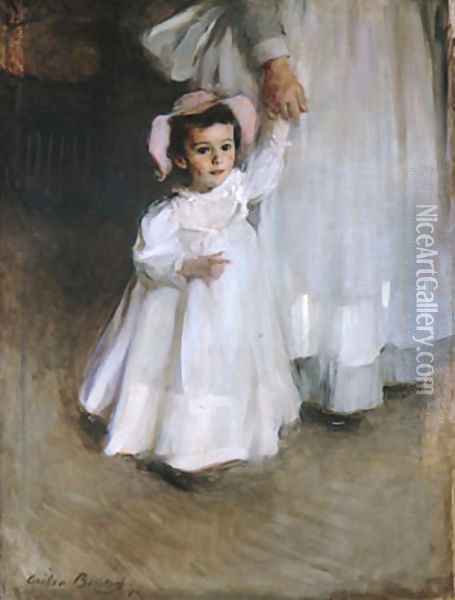 Ernesta (Child with Nurse) 1894 Oil Painting - Beaux Cecilia