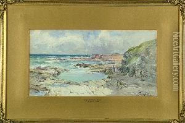Table Rocks, Tynemouth Oil Painting - Thomas Swift Hutton