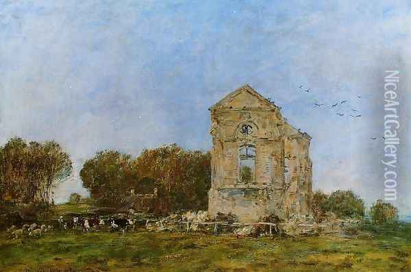 Deauville, Ruins of the Chateau de Lassay Oil Painting - Eugene Boudin