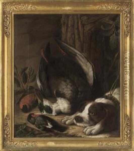 A Hunting Dog And His Prey Oil Painting - Johann Friedrich Von Grooth