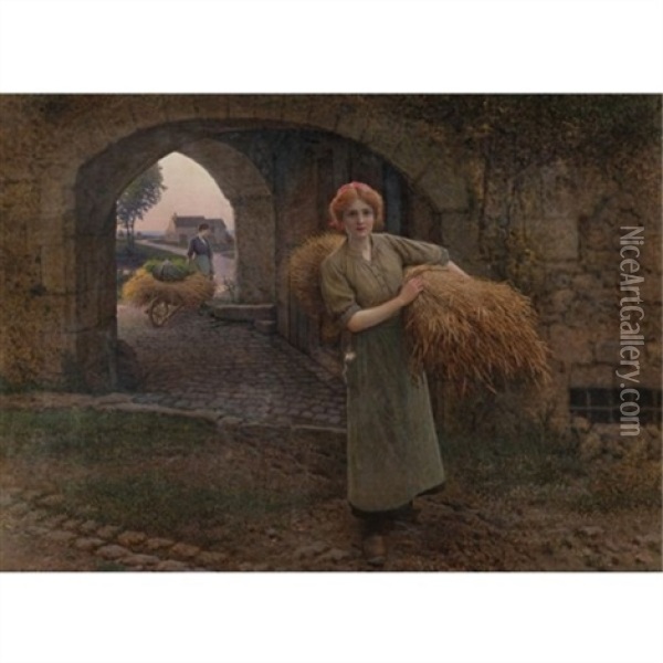 Carrying The Sheaves Oil Painting - Camille Felix Bellanger