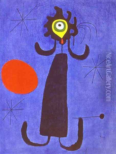 Woman in Front of the Sun Oil Painting - Joaquin Miro