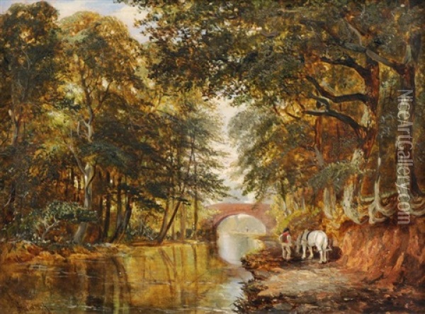 Canal Near Osberton Oil Painting - James Walsham Baldock