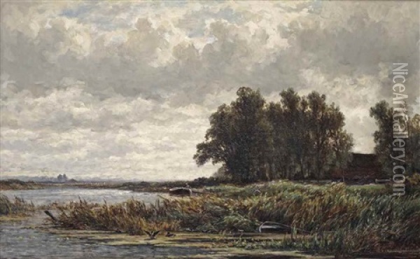 A View Of The Waterside Oil Painting - Adrianus van Everdingen