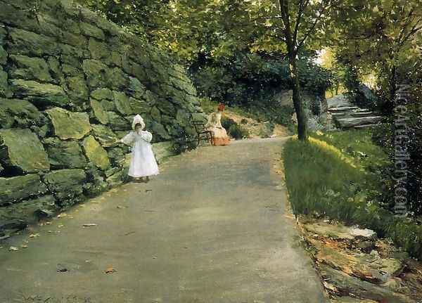 In The Park A By Path Oil Painting - William Merritt Chase