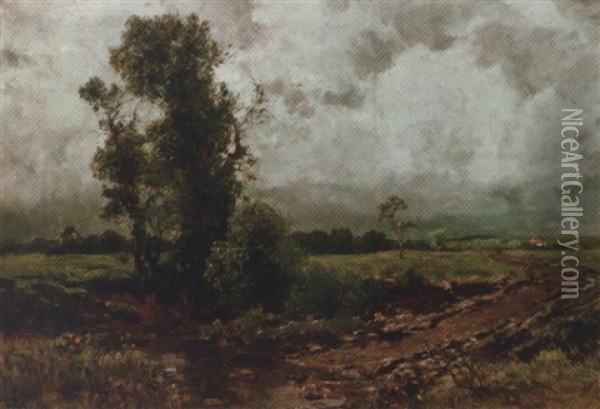 Trees By A Ford Oil Painting - Heinrich Hartung the Elder