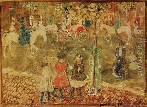 Horseback Riders Oil Painting - Maurice Brazil Prendergast