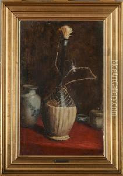Still Life With Bottle And Jars Oil Painting - Carl Martin Soya-Jensen