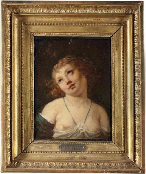 Portrait Of A Young Girl Oil Painting - Jacques Antoine Vallin