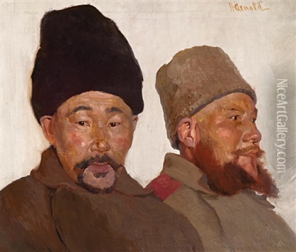 Zwei Kirgisische Soldaten Oil Painting - Herbert Arnold