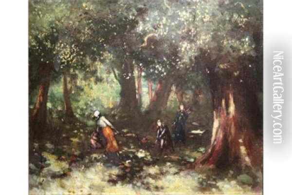 Children In The Woods Oil Painting - George Russell