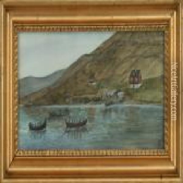 Scenery From Faroe Oil Painting - Joen Waagstein