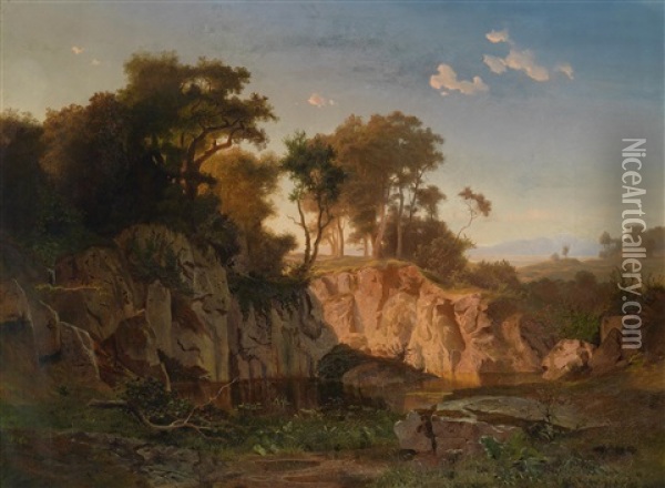 Abendlandschaft Oil Painting - Johann (Jan) Kautsky