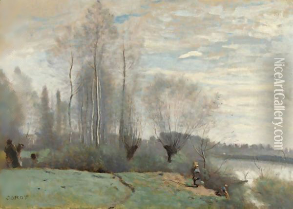 La Gelee Blanche A Auvers-Sur-Oise Oil Painting - Jean-Baptiste-Camille Corot