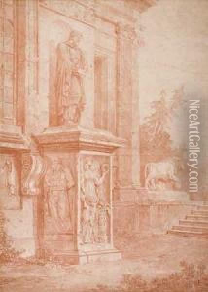 Statue D'un Esclave Babare, Villa Medici Oil Painting - Pierre Adrien Paris