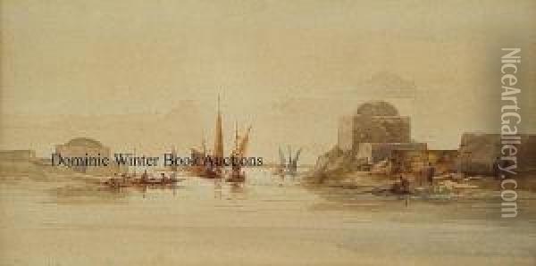 Boats Off The Oil Painting - Auguste-Aristide-Fernand Constantin