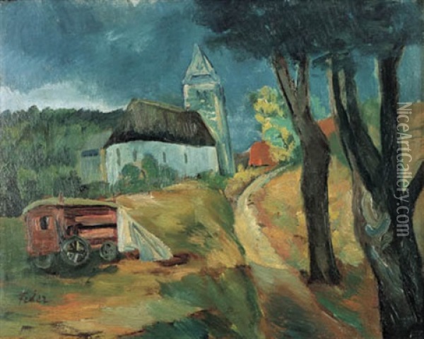 Rural Landscape Oil Painting - Adolphe Aizik Feder