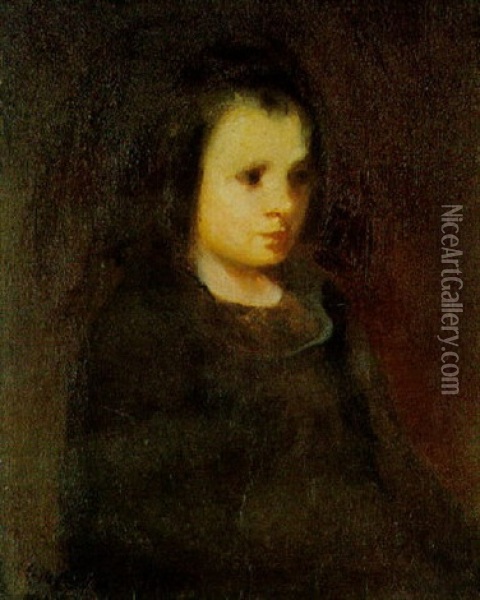 Mary, The Girl With The Dream Eyes Oil Painting - George Benjamin Luks