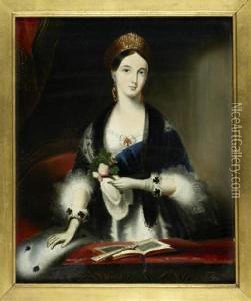 Queen Victoria At Drury Lane Theatre Oil Painting - Edmund Thomas Parris