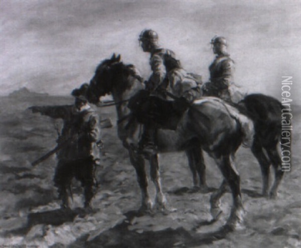 Zwei Soldaten Zu Pferd Aus Der Zeit Des Dreisigj,hrigen Krieges Oil Painting - Anton Hoffmann
