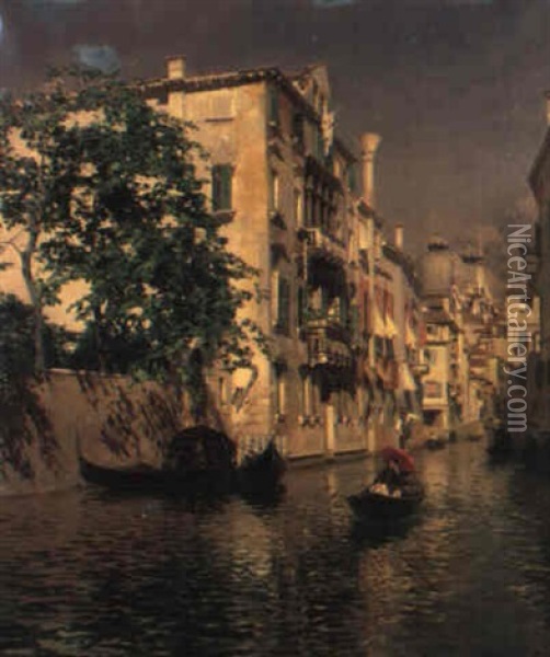 Un Canale A Venezia Oil Painting - Rubens Santoro