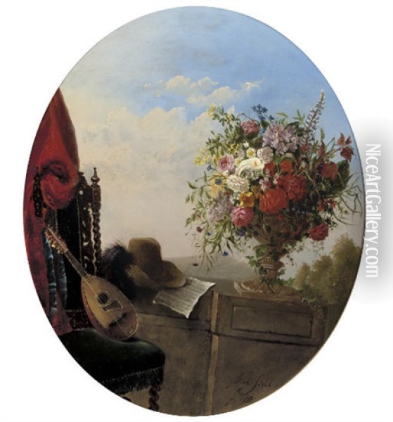 Summer Flowers On The Balcony Oil Painting - Alida Elizabeth van Stolk