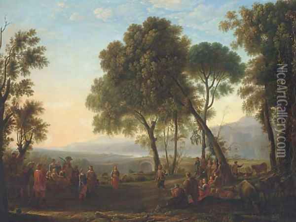 Newly-weds in a classical landscape Oil Painting - Dutch School