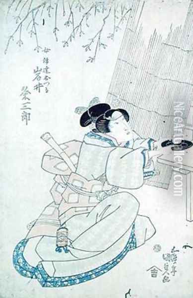 Iwai Kumesaturo as Date Otsura a Tea House Girl Oil Painting - Utagawa Kunisada