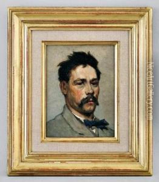 Attr. A, Portrait Presume D'armand Mauchain Oil Painting - Leon Gaud