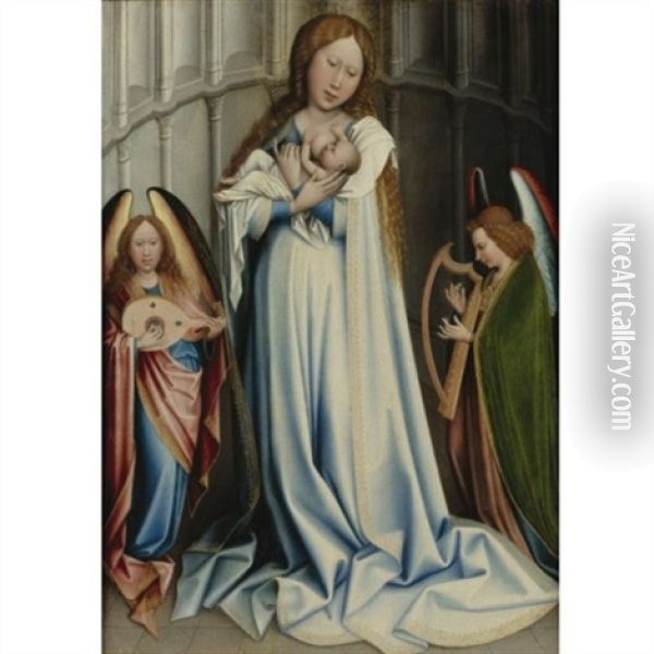 The Virgin And Child In An Apse Oil Painting - Robert Campin
