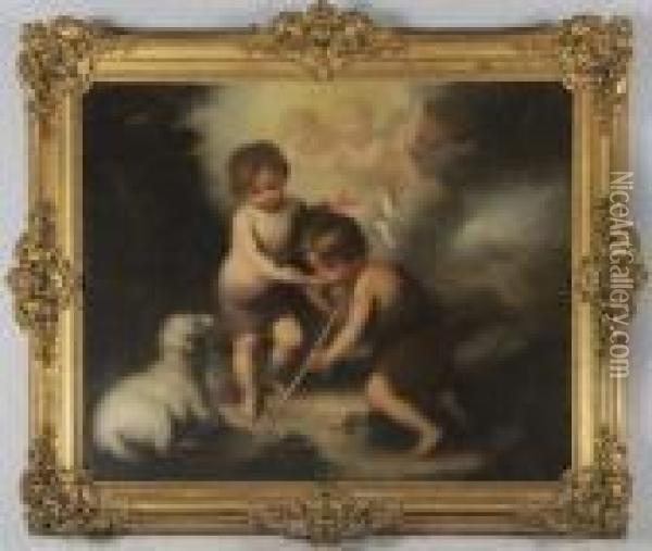 L'enfant Jesus Et Le Petit Saint Jean Oil Painting - Bartolome Esteban Murillo