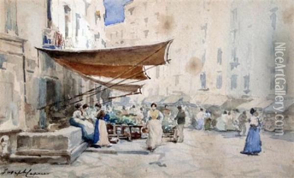 Italian Market Scene Oil Painting - Josef Haier